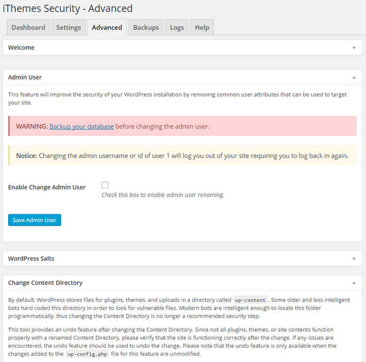 advanced options for ithemes security